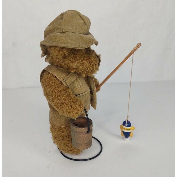 Vintage 2000 Mayfaire Collection ROSS Bear Fisherman 7" Fish Cabin Decor - Picture 4 of 6